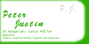 peter justin business card